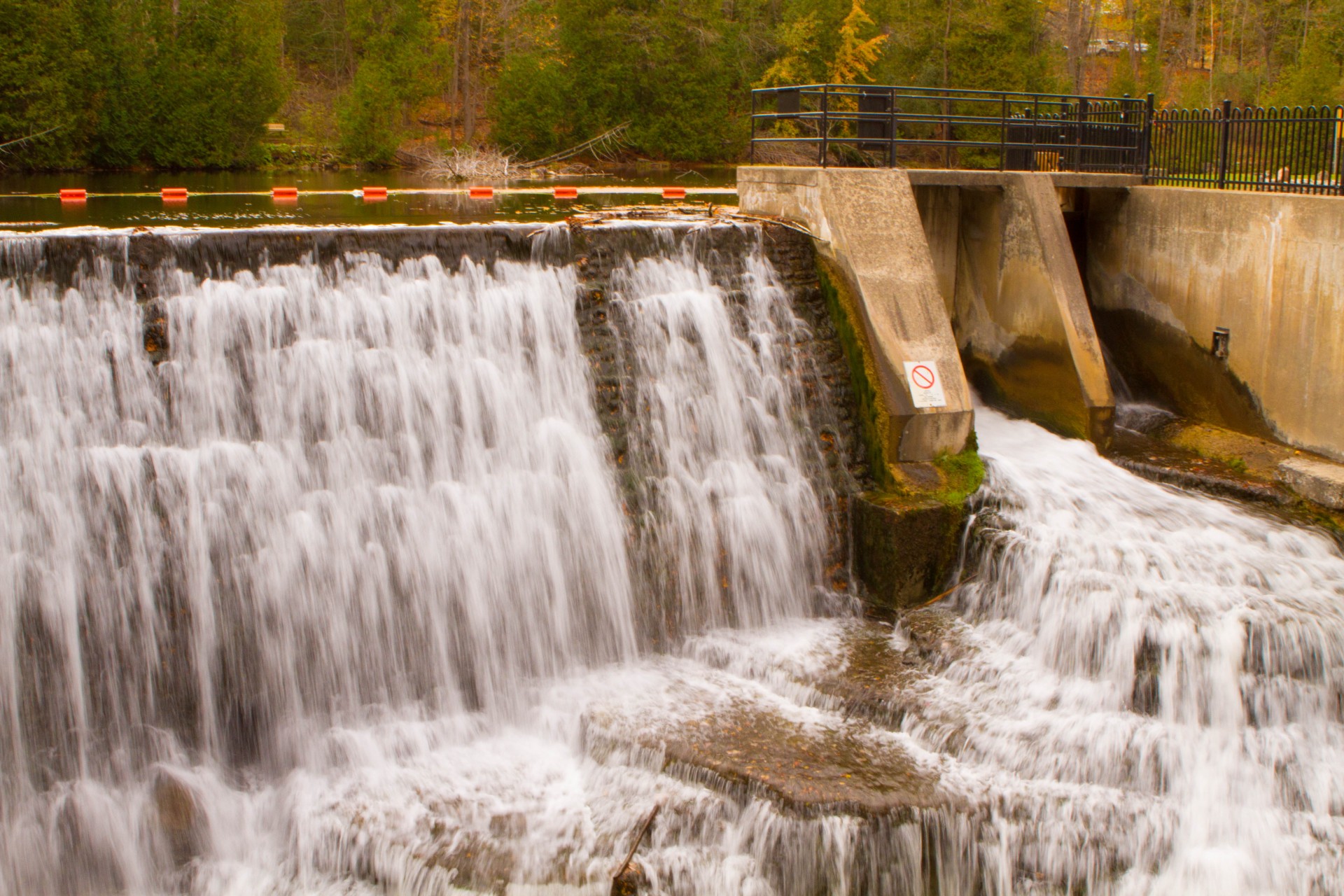 Belfountain waterfall over dam