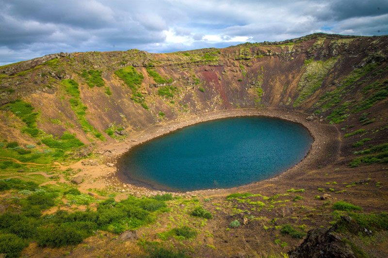Kerid Crater Lake on Iceland's Golden Circle Tour with kids