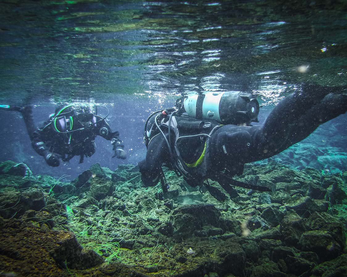SCUBA diving the Silfra Fissure in Iceland