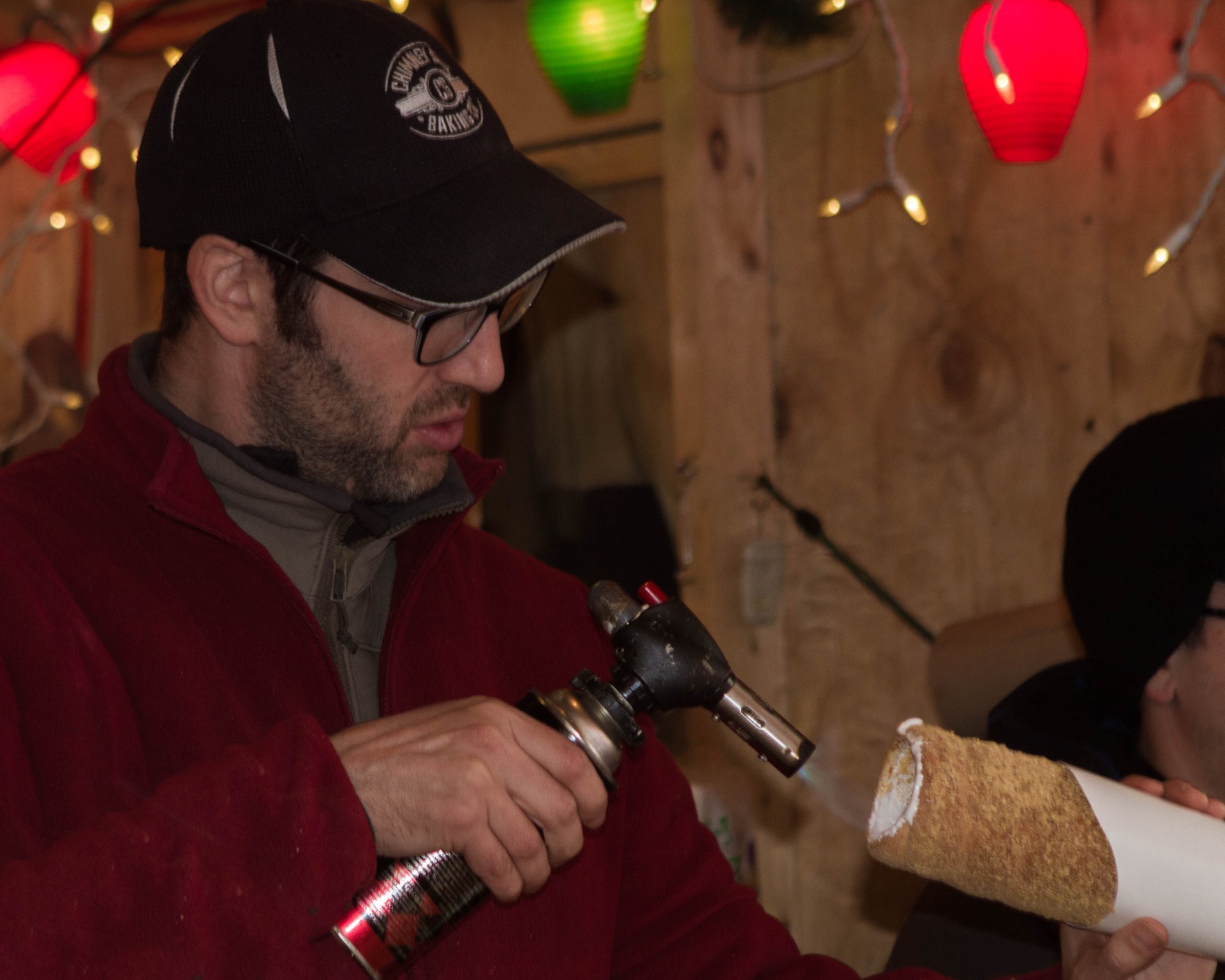 Making Chimney Stax at the Toronto Christmas Market in the historic Distillery District