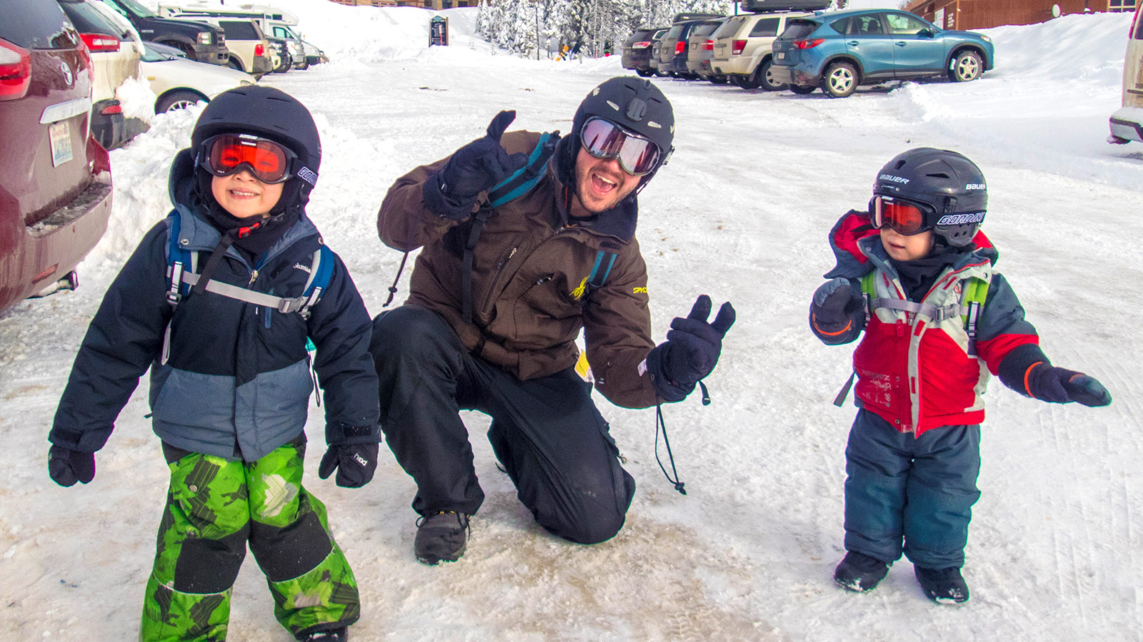 Kevin and the boys at Big White - Learning to ski at Kelowna's Big White