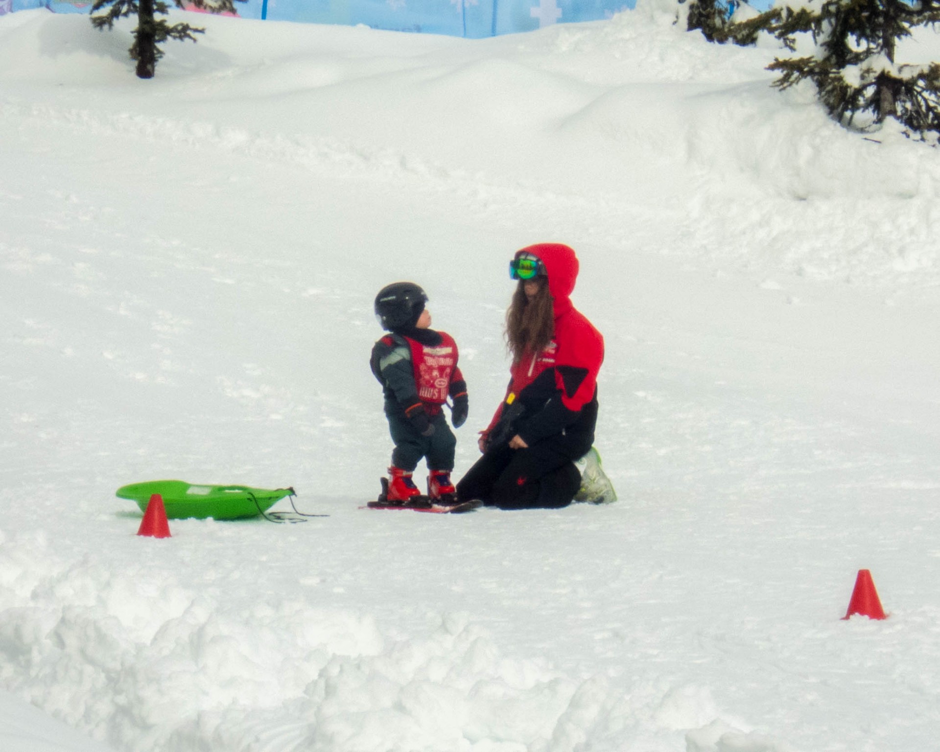 Little boy getting ski lesson - Learning to Ski at Kelowna's Big White