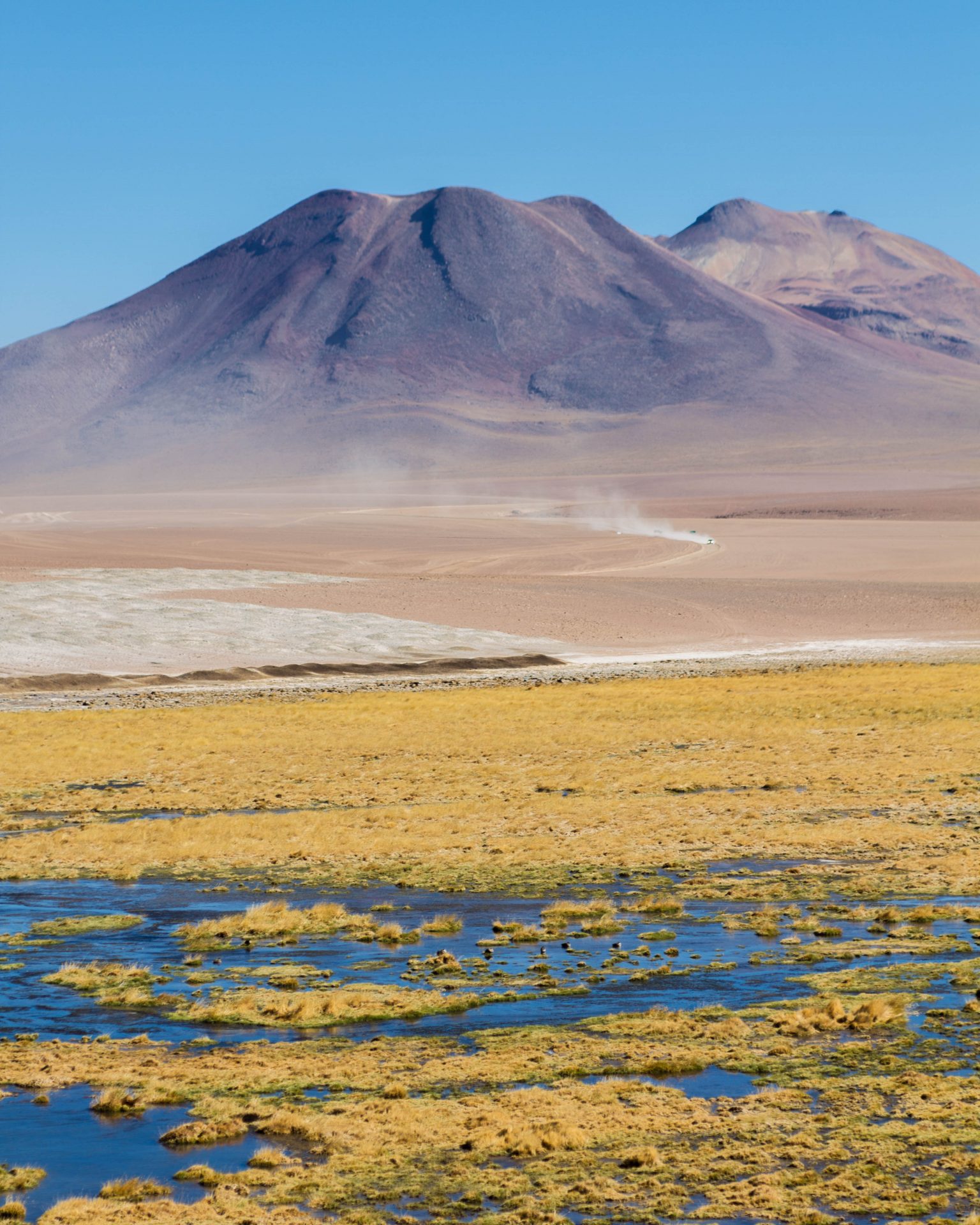 View of Andes mountains which house the El Tatio Geyser Field.