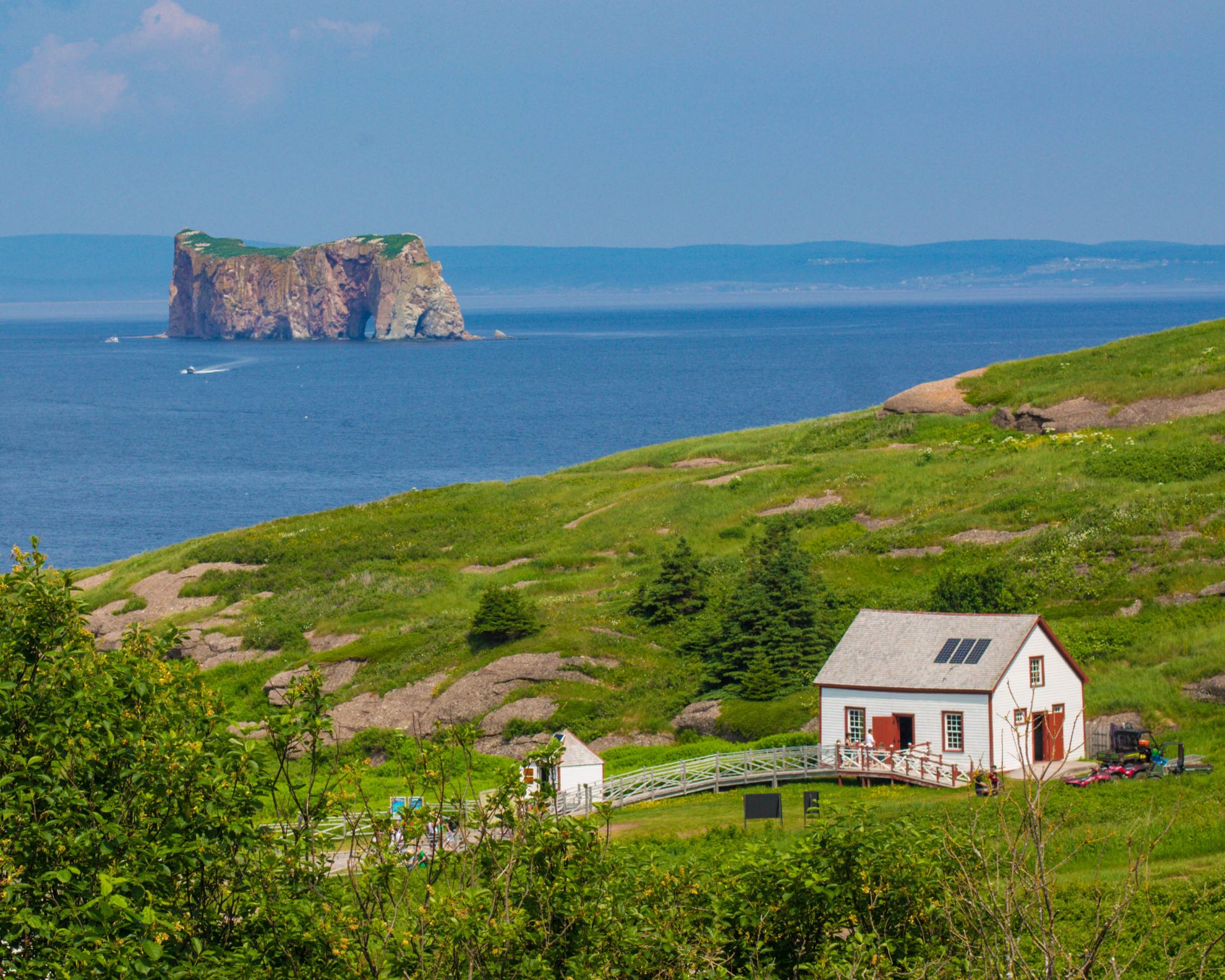 Perce Rock as view from Bonaventure Island on of our bucket list destinations in Canada.