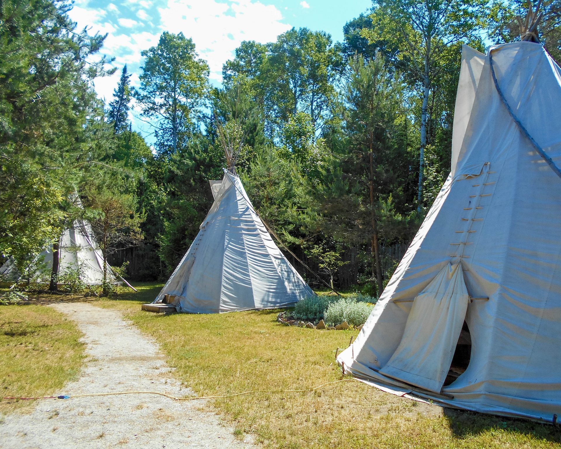 Teepees at the Great Spirit Circle site on Manitoulin Island.