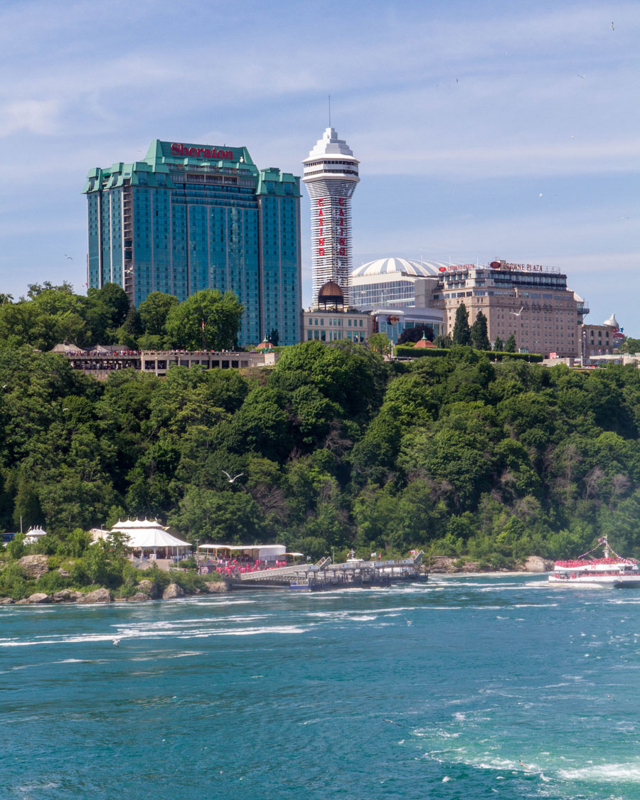 Hotels and a Casino overlooking Niagara Falls in Ontario - Exploring Niagara Falls