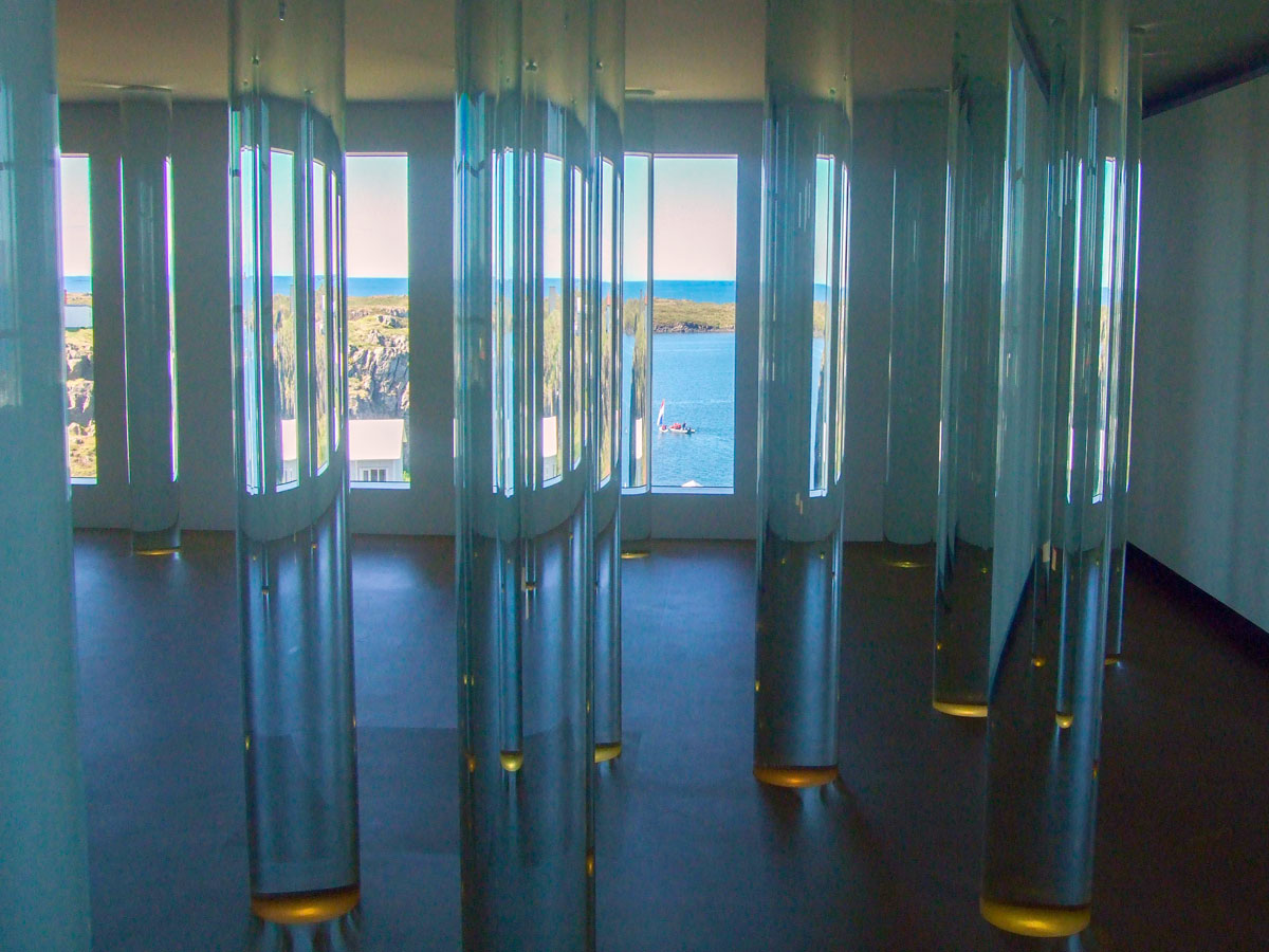 Tubes of water from glaciers throughout Iceland are on display at the Library of Water