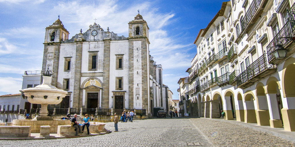 The main square of Evora, Portugal