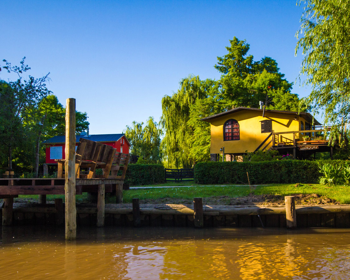 Colourful stilt houses along the Delta Parana in Tigre