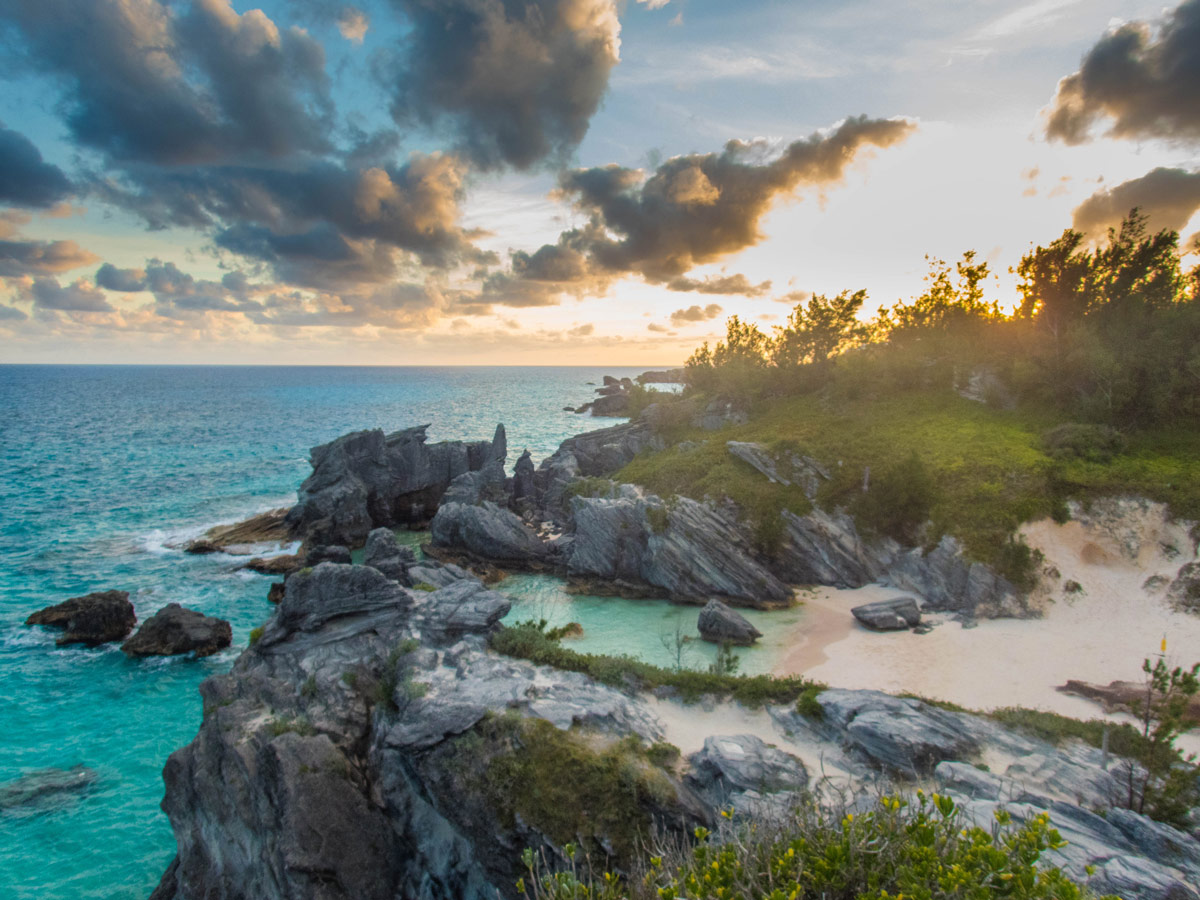 Sunset over Port Royal Cove near Horseshoe Bay Beach in Bermuda