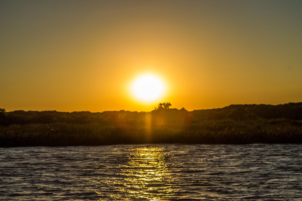 Sunset over the delta Parana in Tigre, Argentina