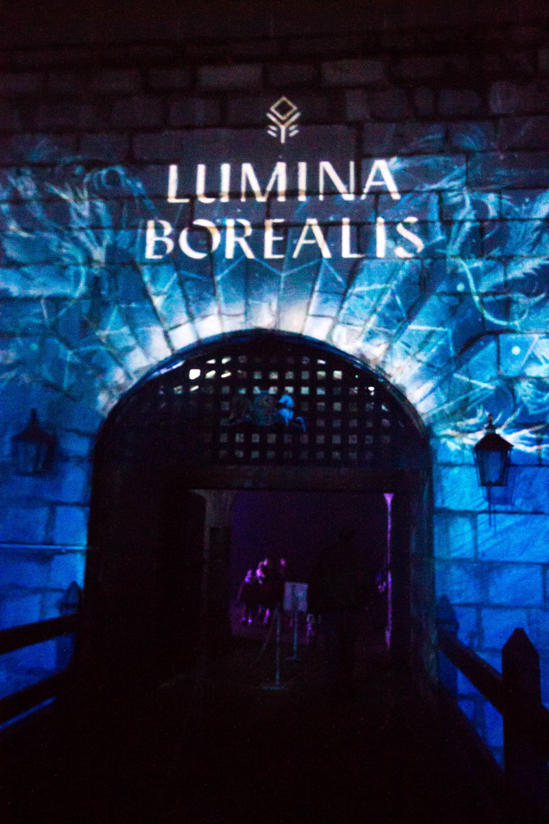 Illuminated entryway at Lumina Borealis Kingston