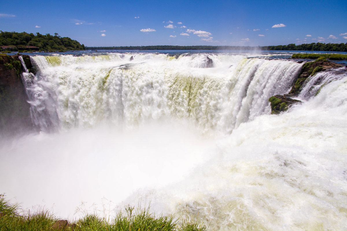 A powerful horseshoe waterfall in Iguazu Park Argentina