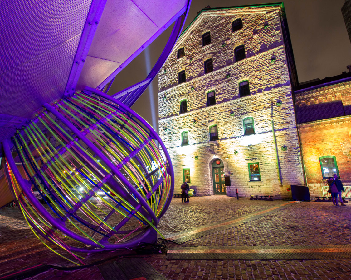 Giant pacifier in the Distillery District during the Toronto Lightfes