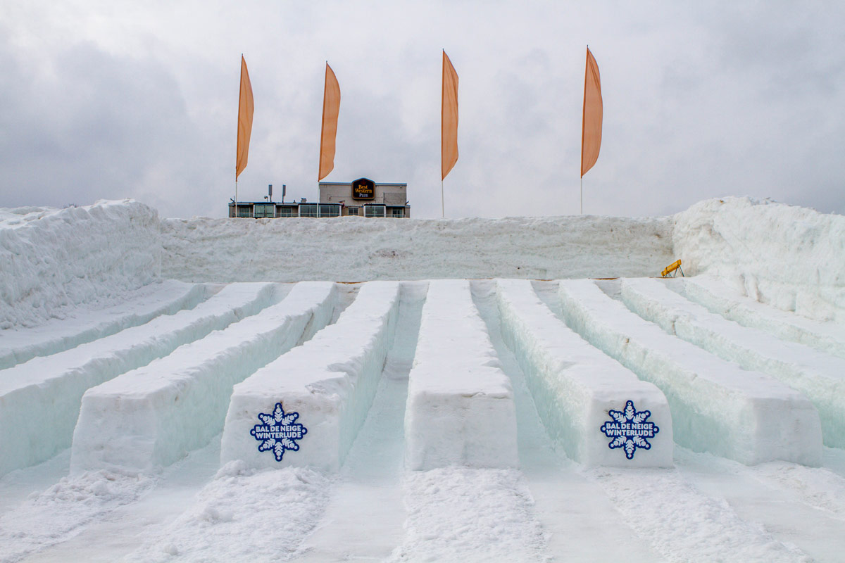 Slides made from snow is a great way to experience Winterlude with kids.