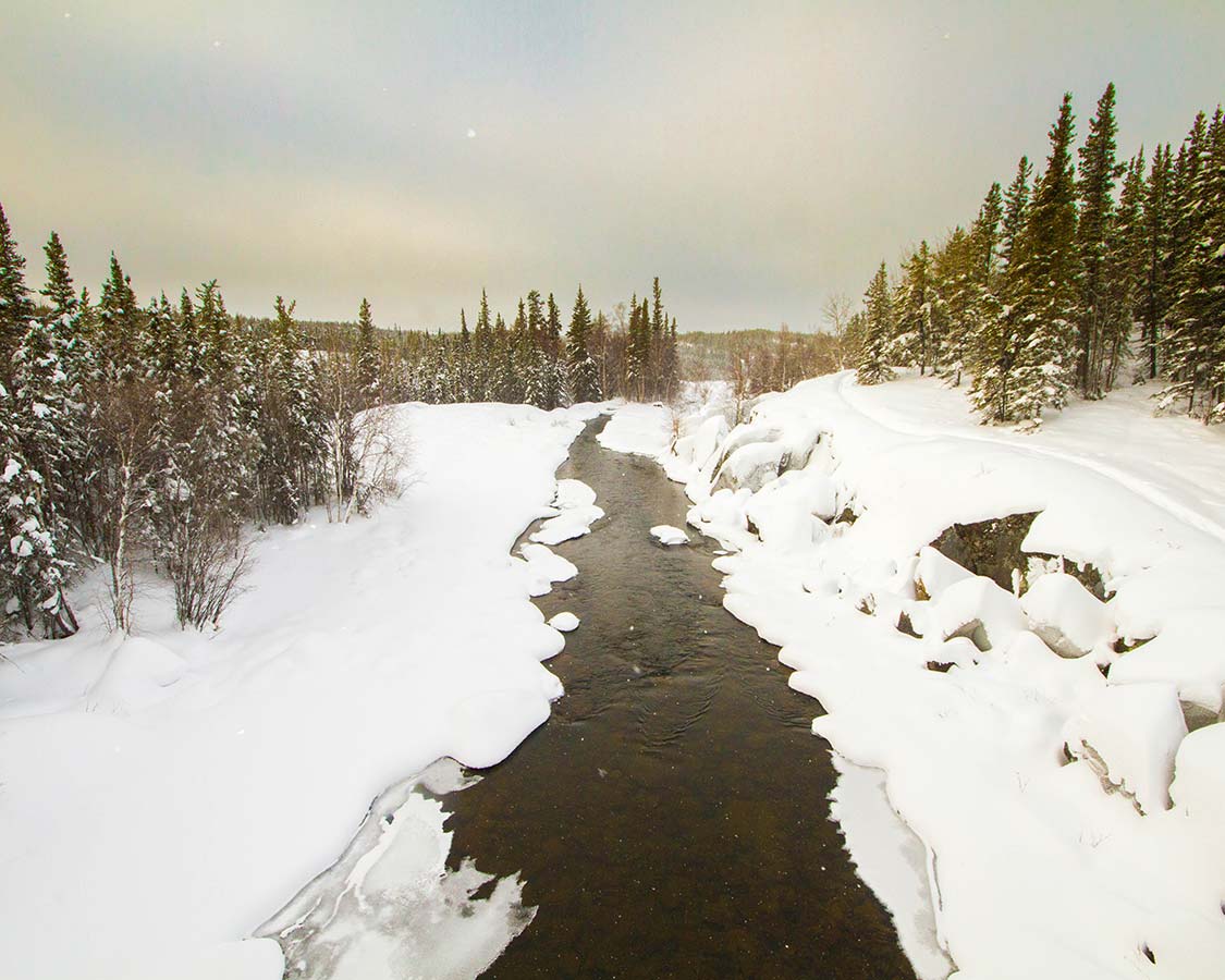 Winter hiking in Yellowknife Cameron Falls Trail