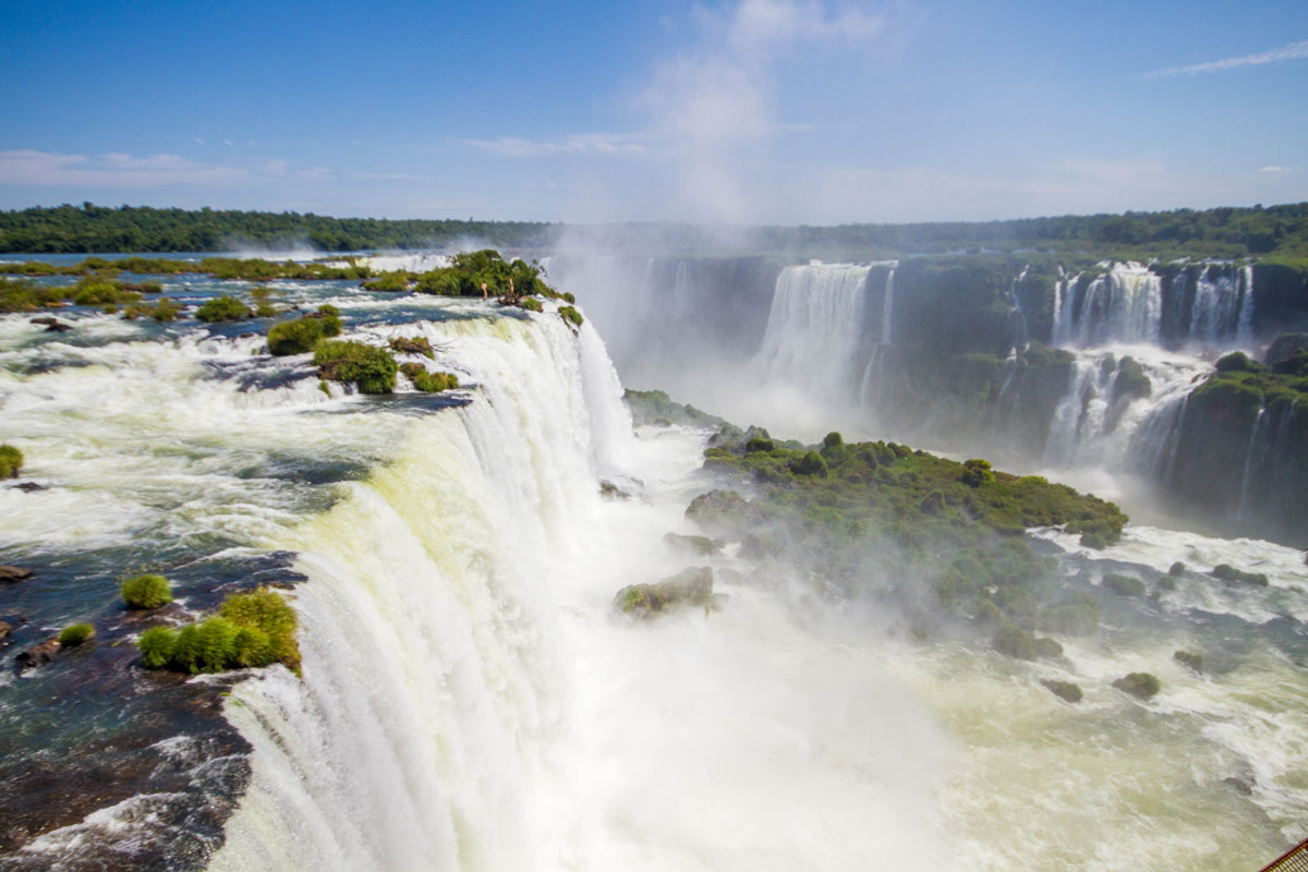 View of Iguazu Falls Brazil from the observation deck.