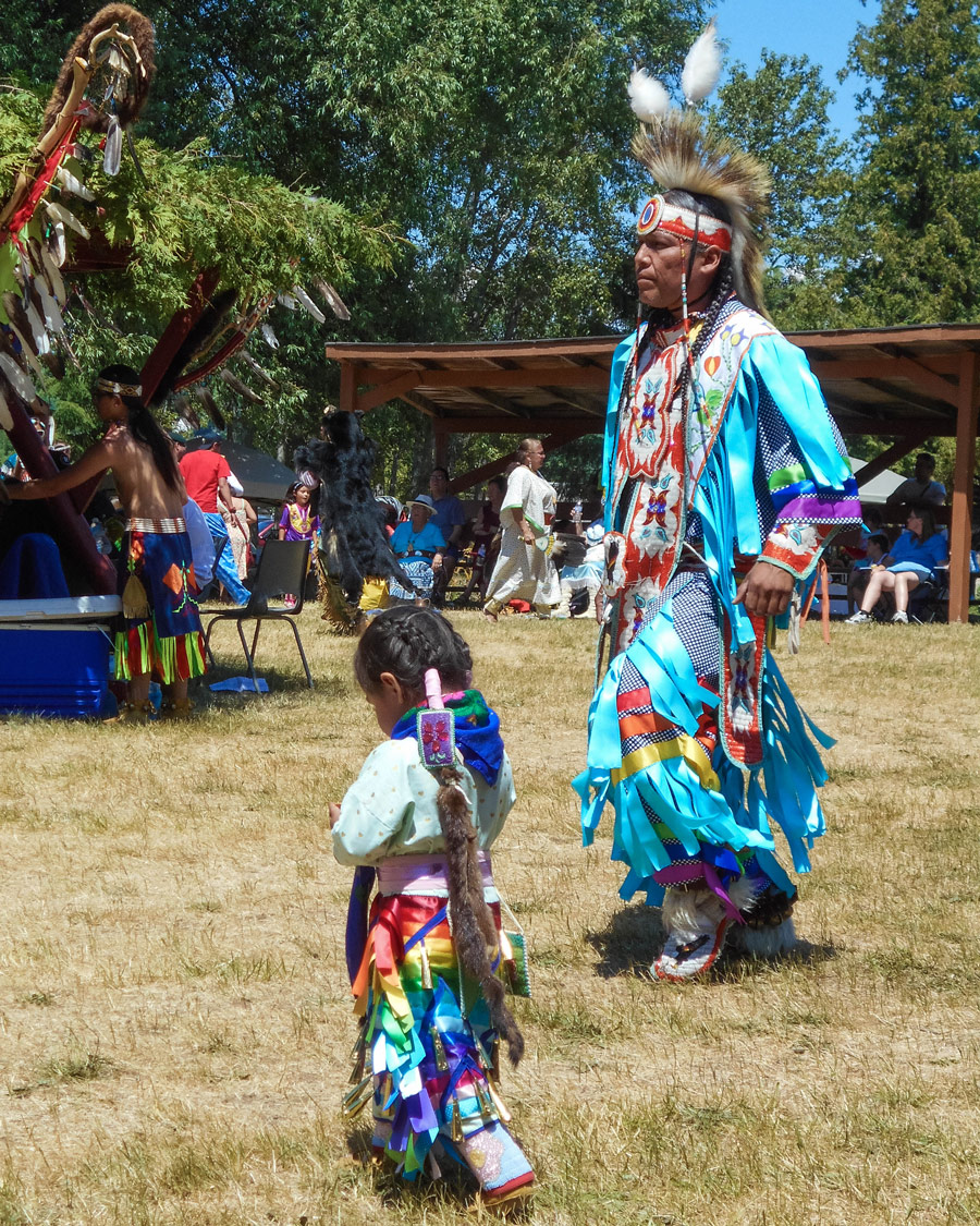 Father and daughter dancers at a Pow Wow on Manitoulin Island