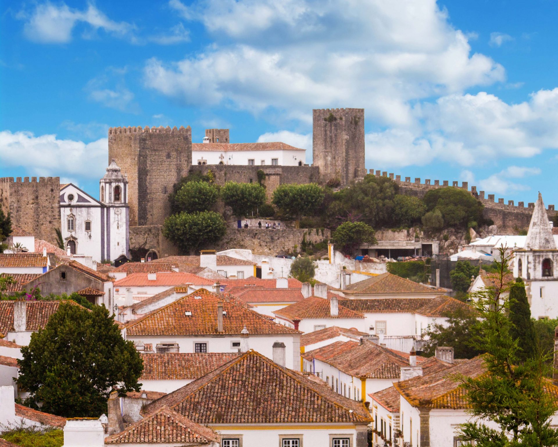 Terracotta rooftops of Obidos Portugal