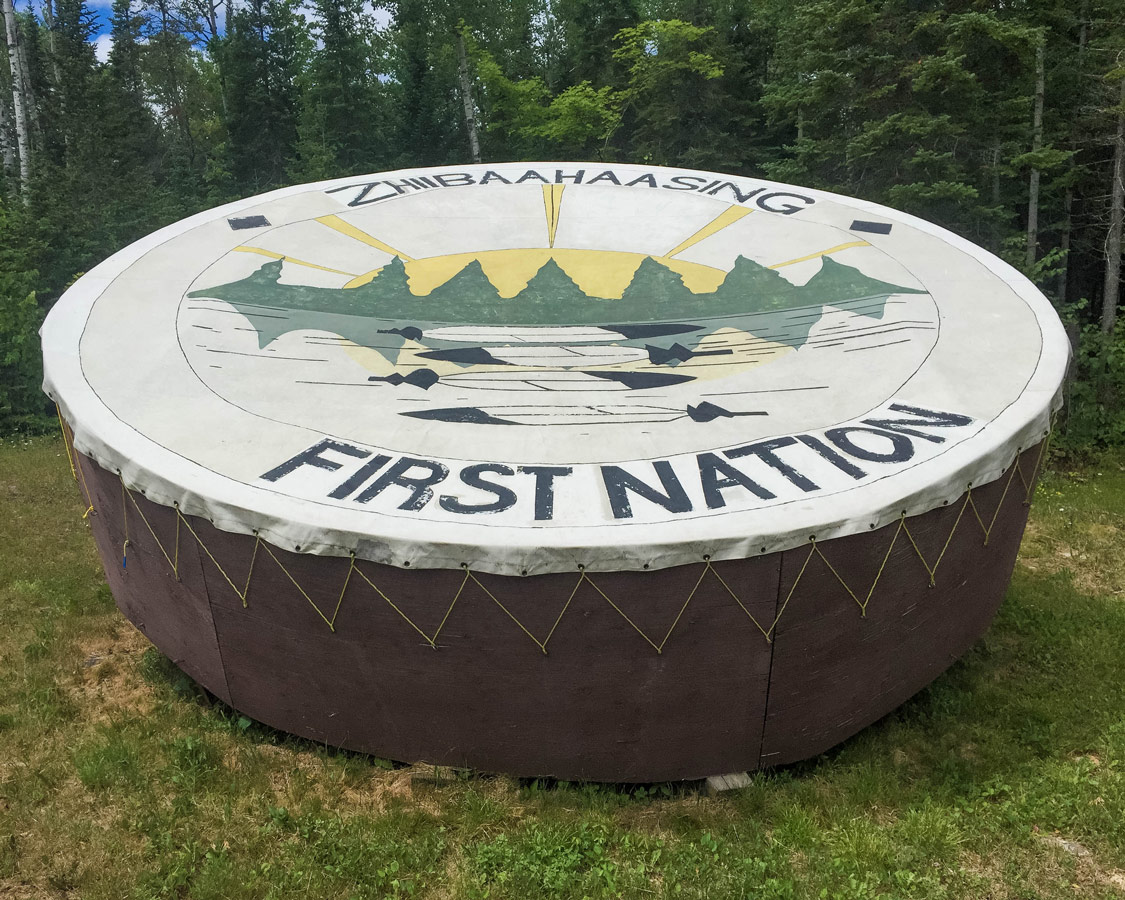 Giant prayer drum at the Zhiibaahaasing First Nations on Manitoulin Island