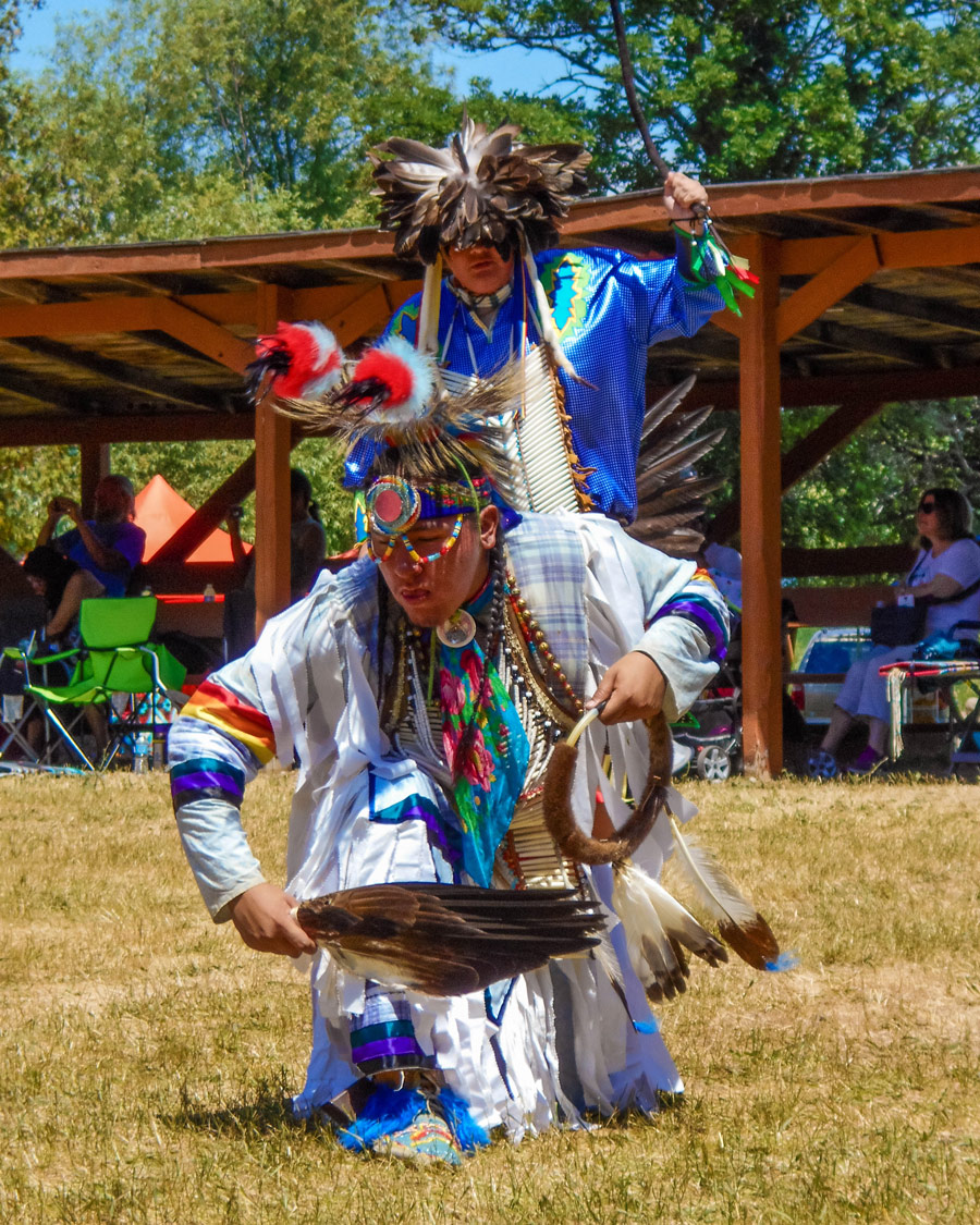 Native dancers in Regalia experience a First Nations Pow Wow in Ontario