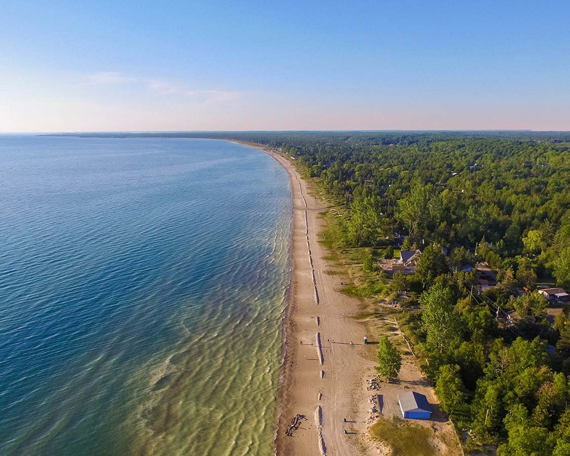 Aerial view of Sauble Beach, Ontario.