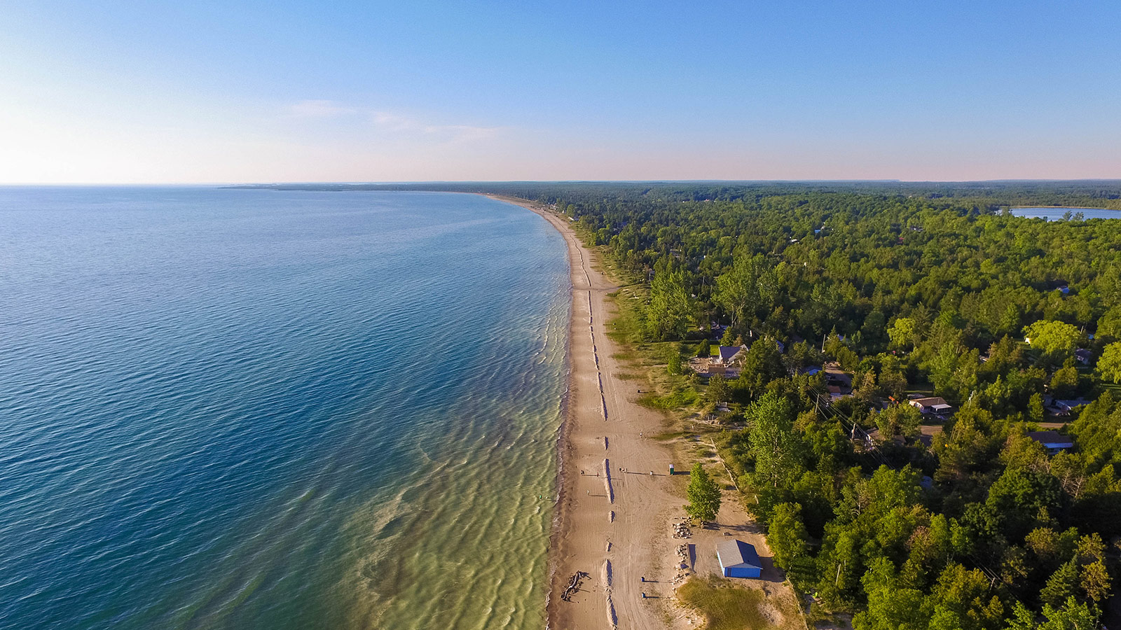 Aerial view of Sauble Beach, Ontario.