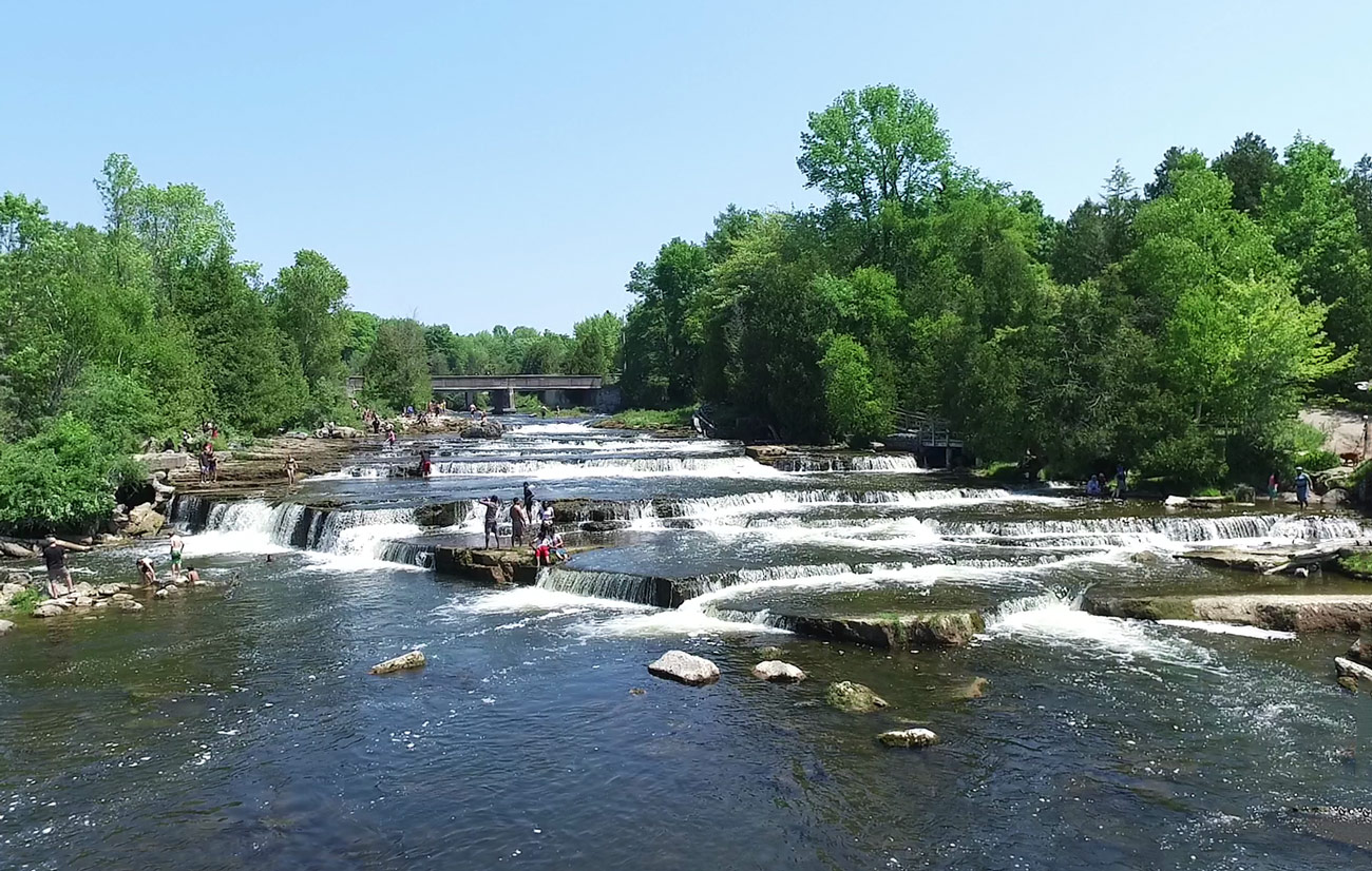 Cascading Falls on Sauble Falls Provincial Park. Sauble Falls is something to discover when you look for What to do in Sauble Beach Ontario