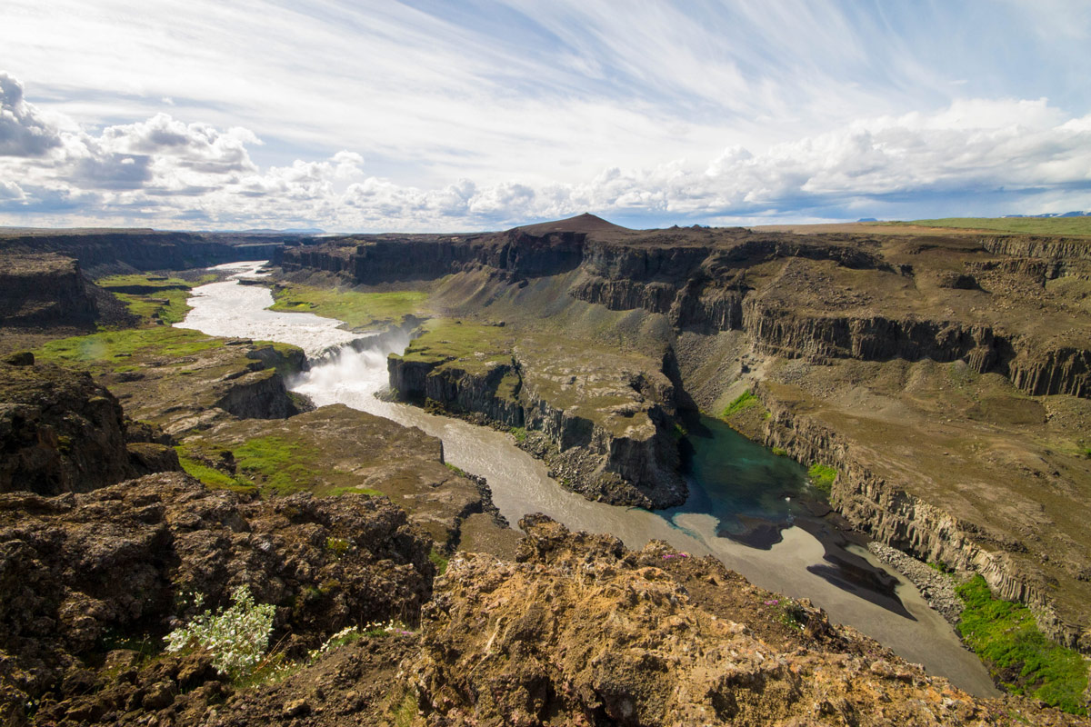 Dettifoss seen from the canyon wall in Iceland