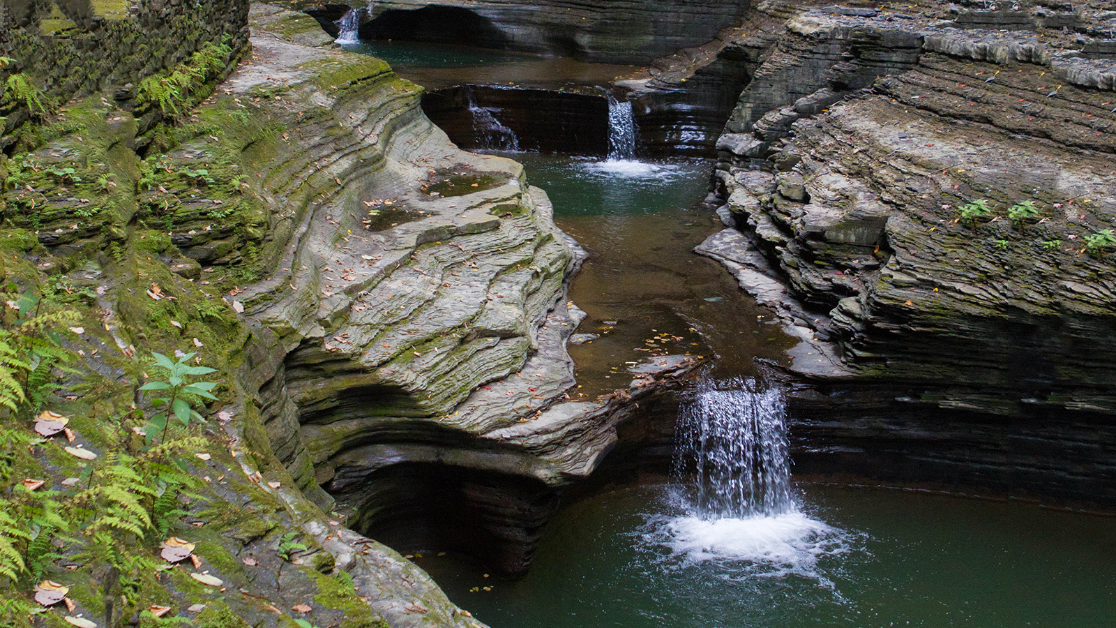Water pool with waterfall in Watkins Glen, a must visit when in the Finger Lakes with kids.