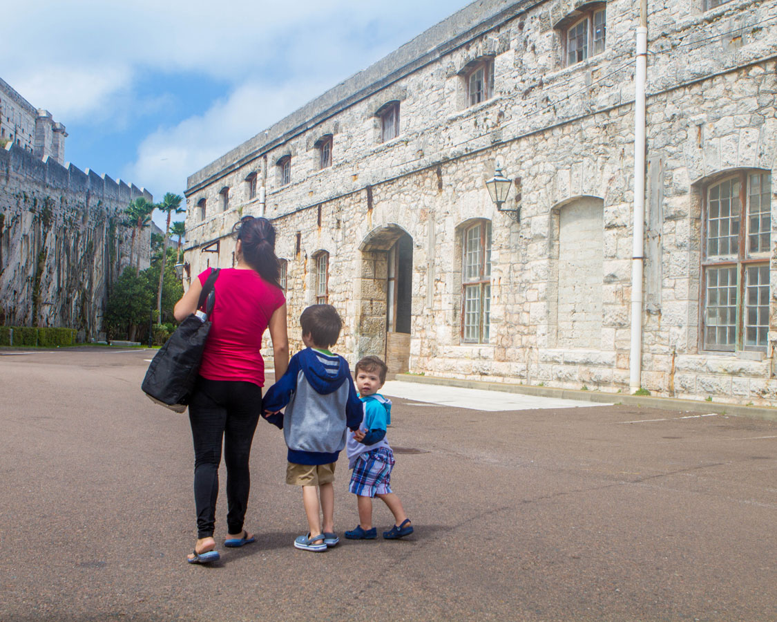 Christina and the boys explore the historical Dockyards in Bermuda with kids