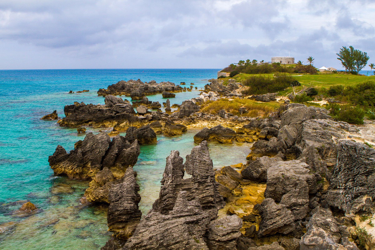 Fort St Catherine as seen from Tobacco Bay Bermuda