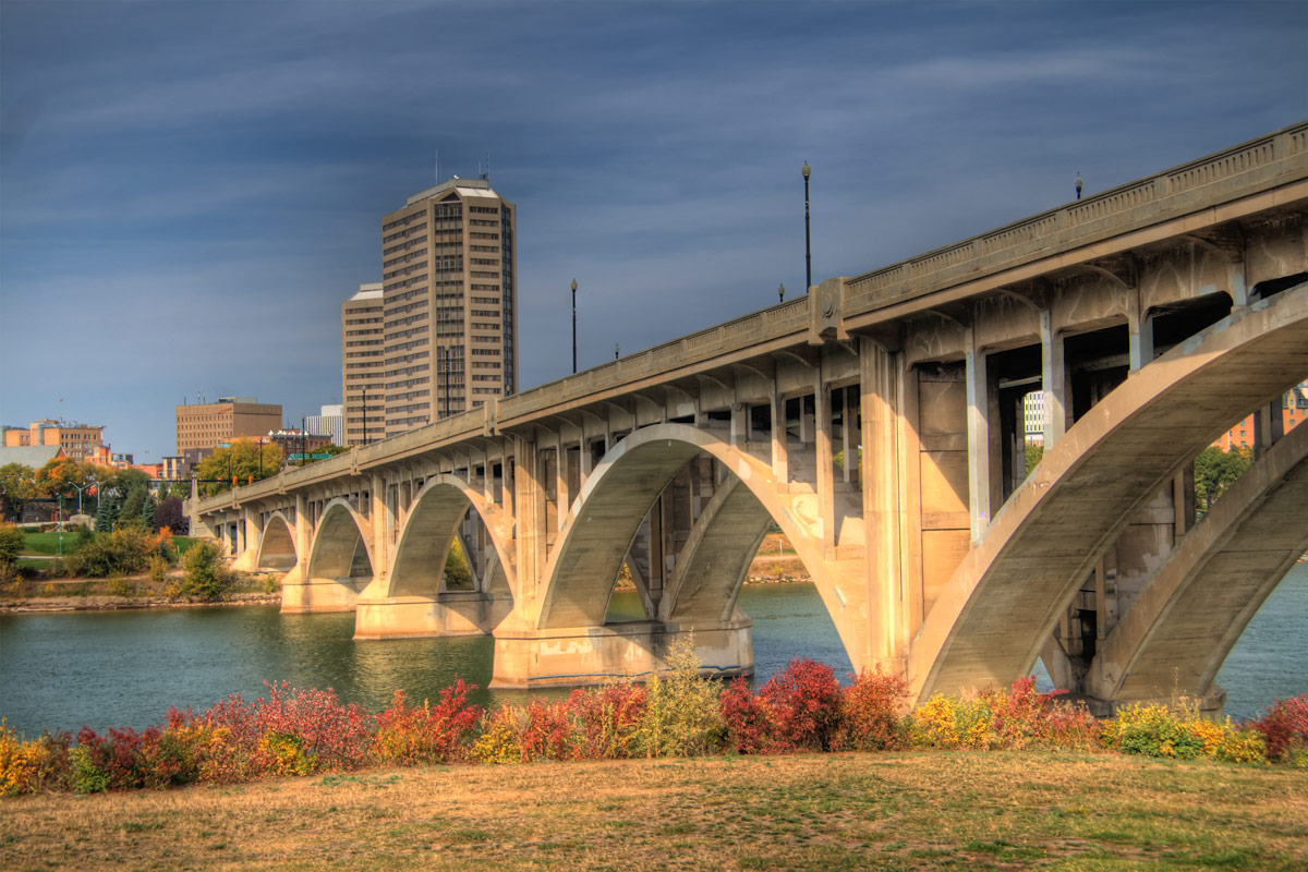 A bridge across the river in Saskatoon Saskatchewan, one of the most amazing places in Canada