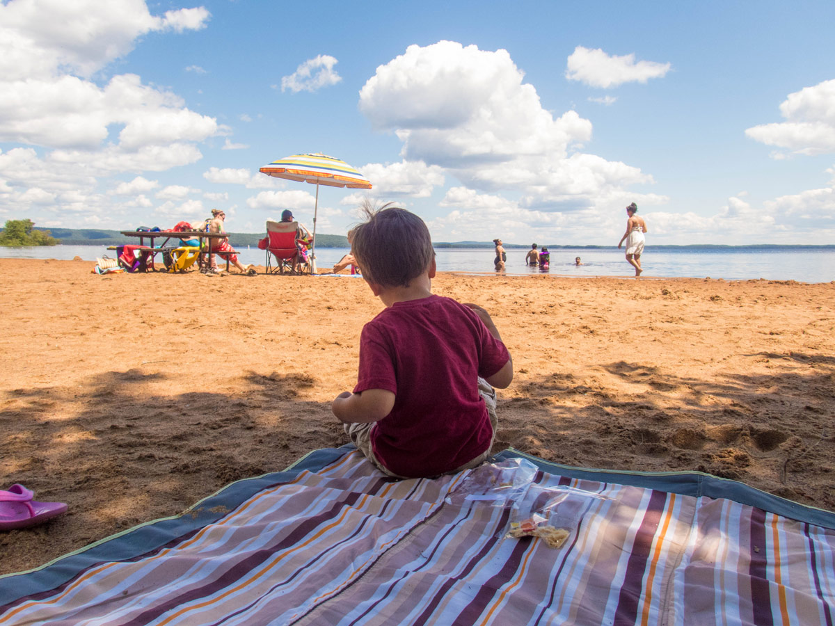 D relaxes at the beach in Bonnechere Provincial Park in Ontario