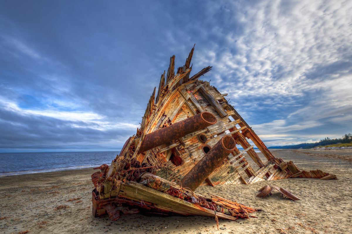 Remains of a shipwreck in Haida Gwaii British Columbia one of the most amazing places in Canada
