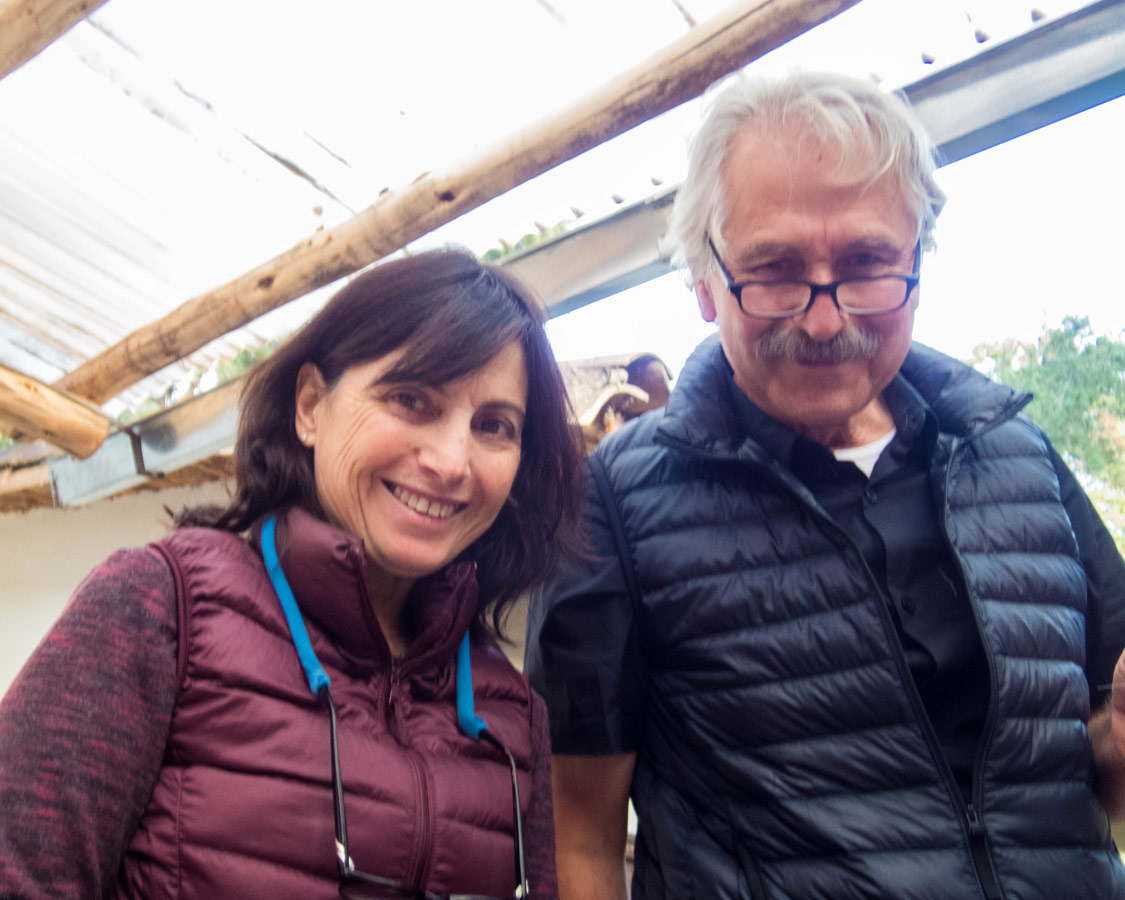 Pablo Seminario and Marilu Behar at the ceramics painting for kids workshop at taller ceramica in Urubamba Peru