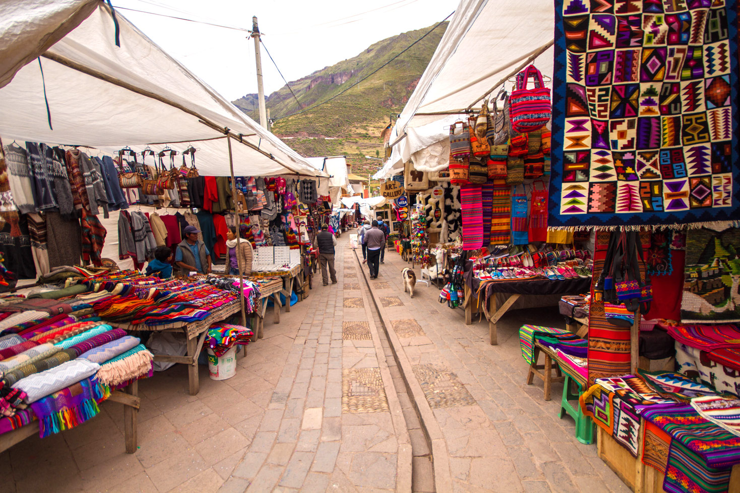 The Wandering Wagars boys wander the Pisac Market during a day trip to the Sacred Valley Peru