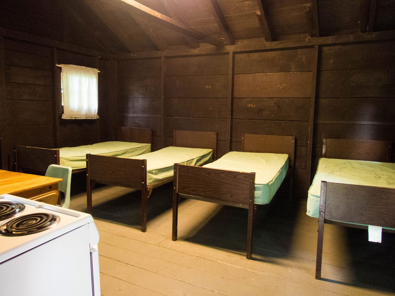 The beds of Cabin E in Letchworth State Park in New York State