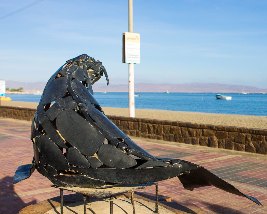 A walrus sculpture in Paracas Peru near the Paracas National Reserve