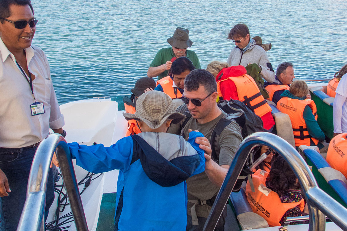 D boards a Paracas Explorer boat in Paracas Peru to see the Ballestas Islands National Reseve