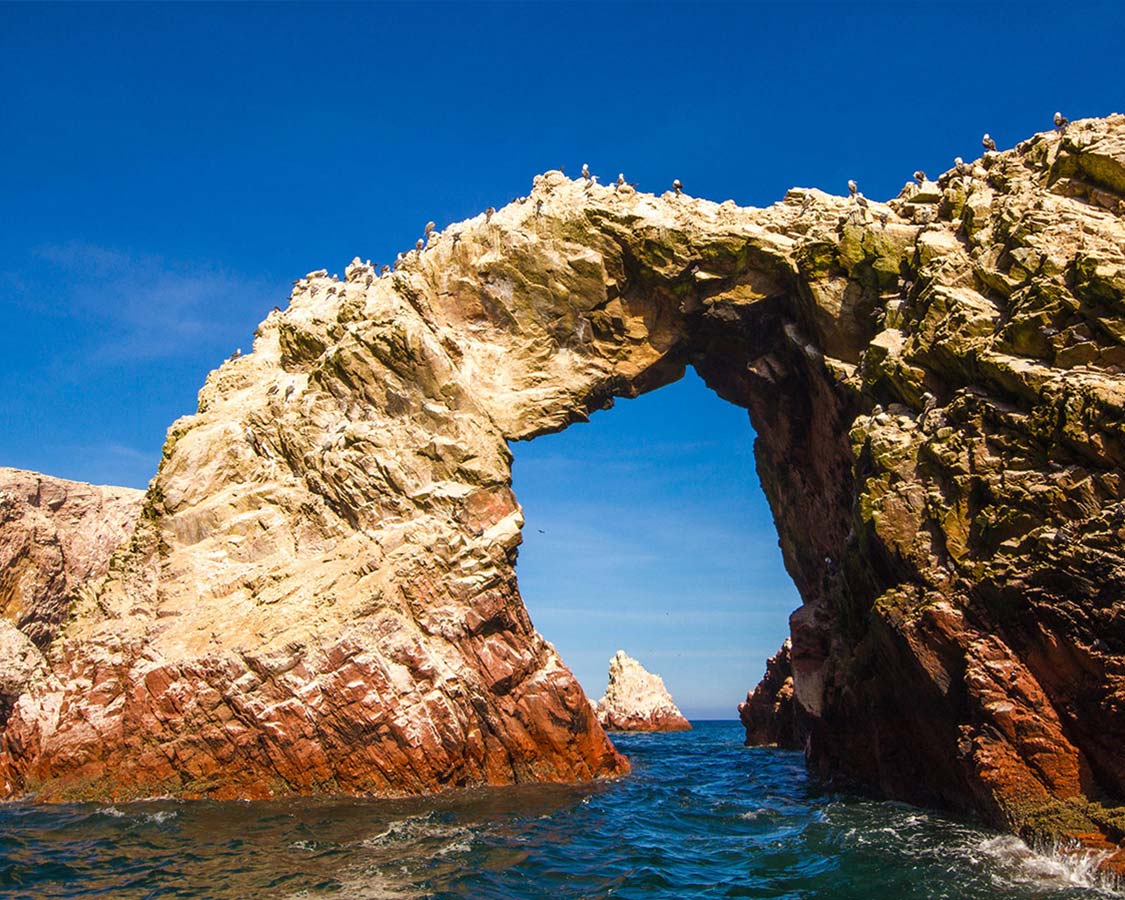 A natural arch at the Paracas National Reserve in Paracas Peru