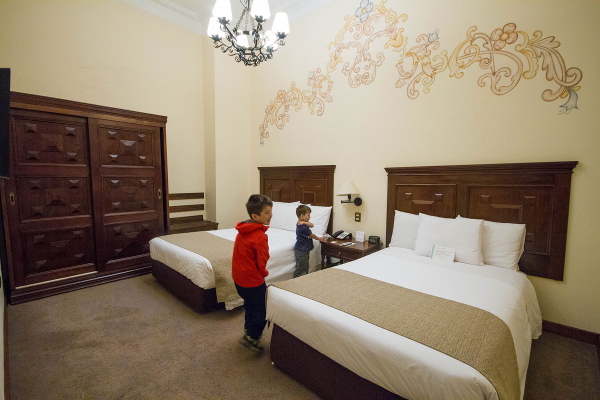 Checking out our room at Costa del Sol hotel in Cusco Peru with kids while we explored 2 weeks in Peru