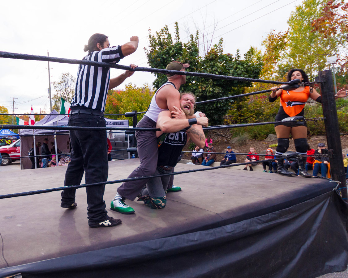 Professional wrestlers put on a show at the Bala Cranberry Festival