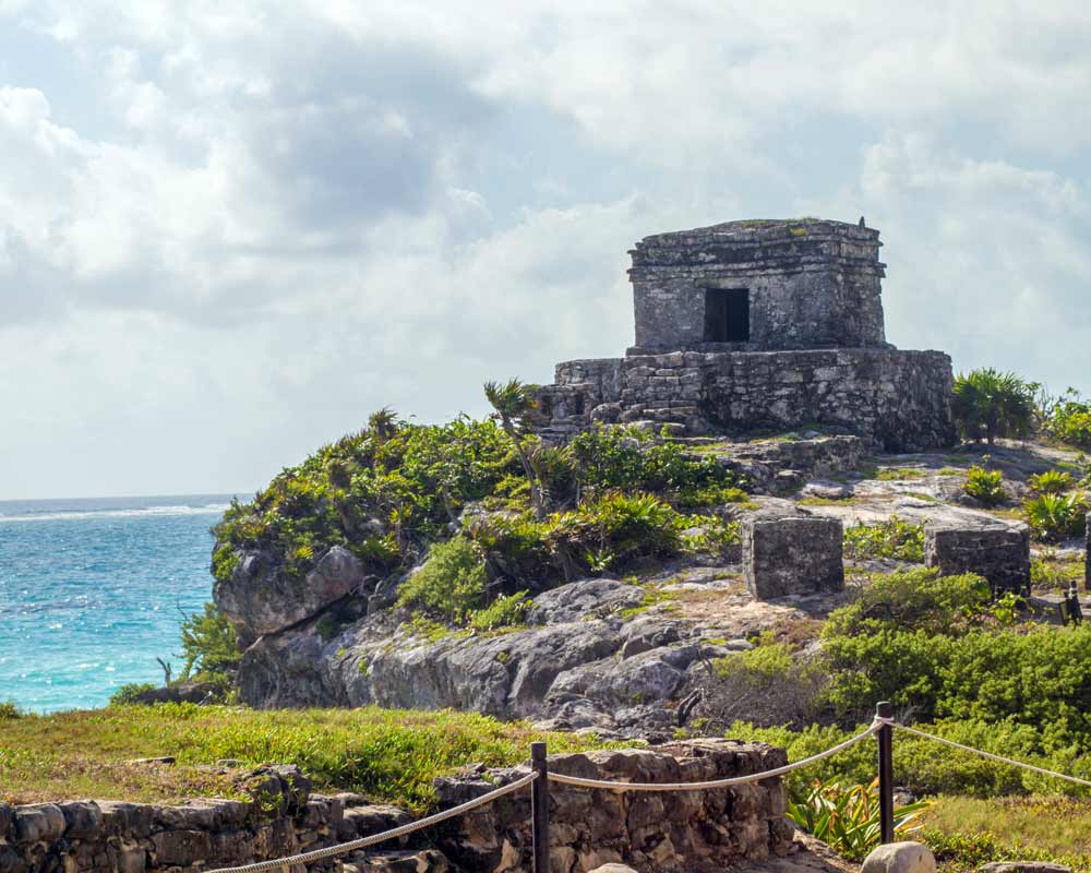 Temple of the Diving God in Tulum Mexico with kids