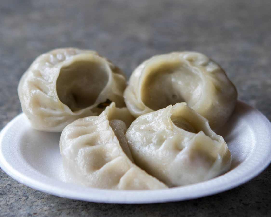 Tibetan momos dumplings from Tibet Cafe on a Toronto Food Tour of Kensington Market with Tasty Tours Toronto