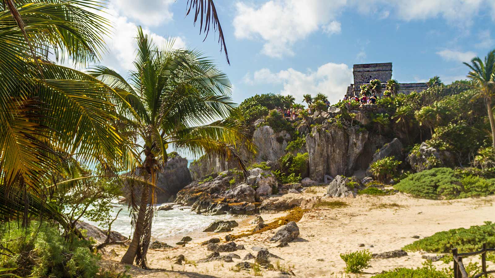The beach and ruins of Tulum Mexico for kids