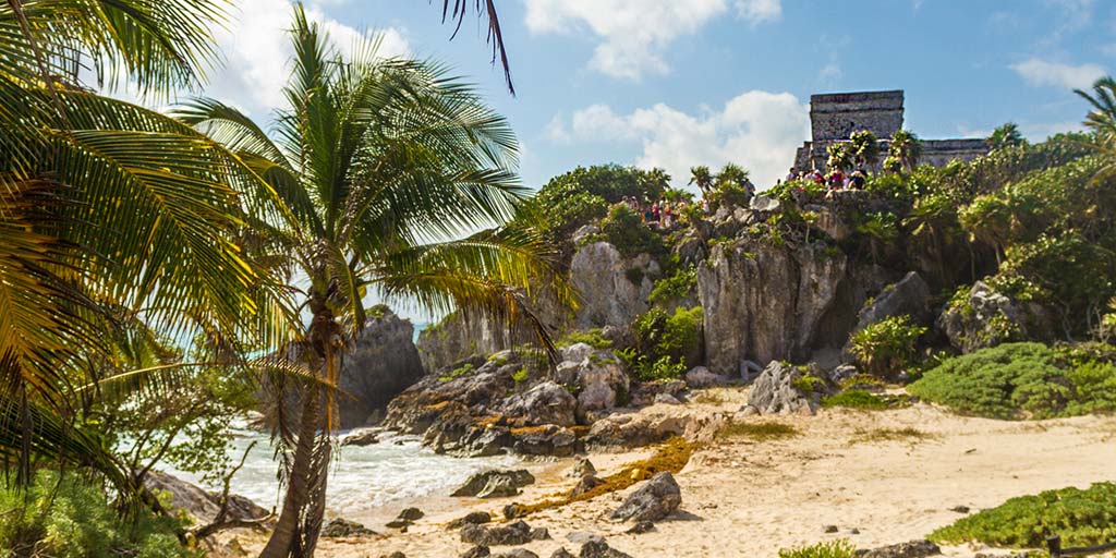The beach and ruins of Tulum Mexico for kids