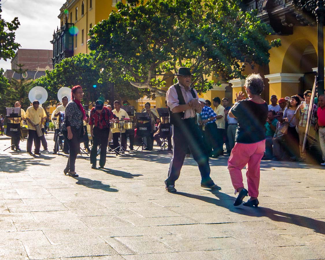 Seniors dancing near the Plaza Mayor in Lima Peru for kids