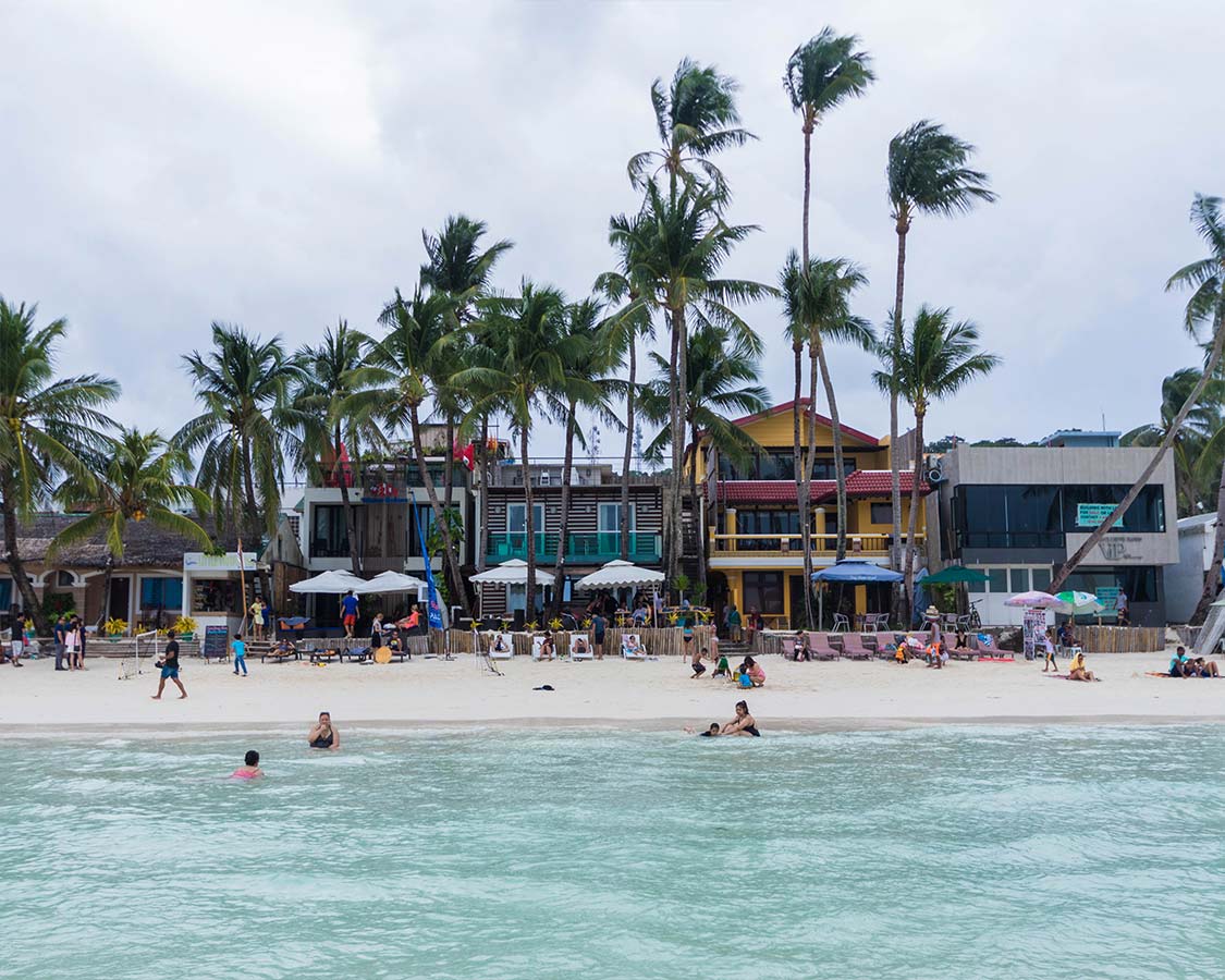 Beachfront shops and restaurants of Station 2 are among the top things to do in Boracay Philippines