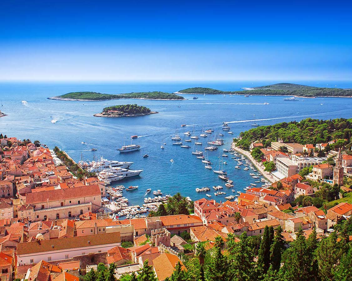 Hvar Harbor while Family Sailing in Croatia